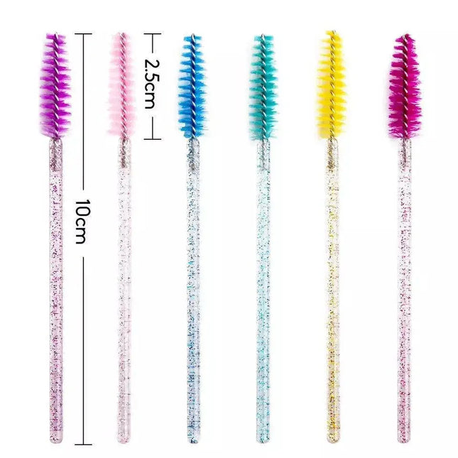 50pcs Crystal Handle Disposable Eyelash Brush - Eyebrow and eyelash brushes