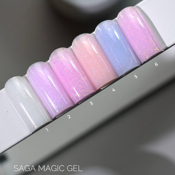 Saga Magic Gel №01 Milky with holographic foil 15ml
