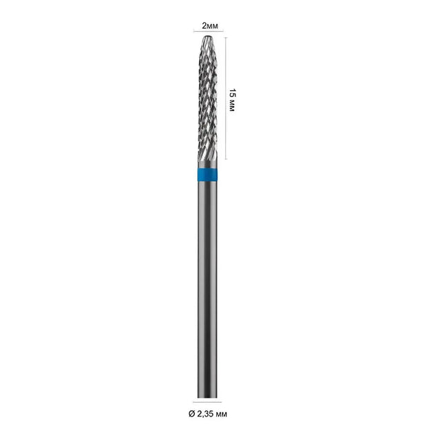 Freză conică din carbură pentru unghii „Cone” 2mm albastră 31123M