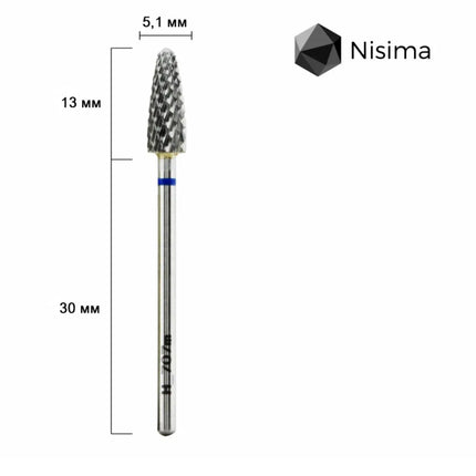 Hartmetall-Nagelfräser „Corn“ 5 mm Blau H707mK Nisima