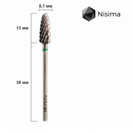 Carbide Nail Drill Bit "Corn” 5mm Green Hr707cK Nisima