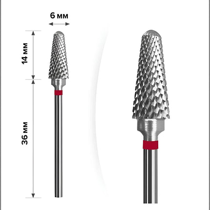 Carbide Nail Drill Bit "Frustum” 6mm Red M-117