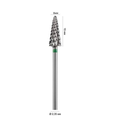 Punta fresa per unghie in carburo "Сone" 6mm Verde 407402M