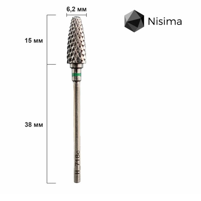 Freza din carbură pentru unghii „Porumb” 6mm Verde H707mK Nisima