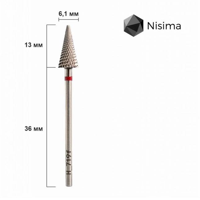 Freză de unghii din carbură „Con” 6mm Roșu H719fK Nisima