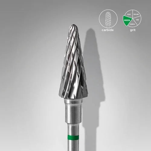 Carbide nail drill bit ’Cone” 6*14 Green Staleks - Carbide nail drill bits
