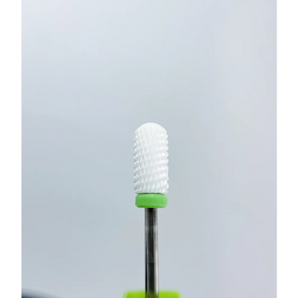 Ceramic nail drill bit ”Cylinder” Rounded 6.6*13 mm Green - Ceramic nail drill bits