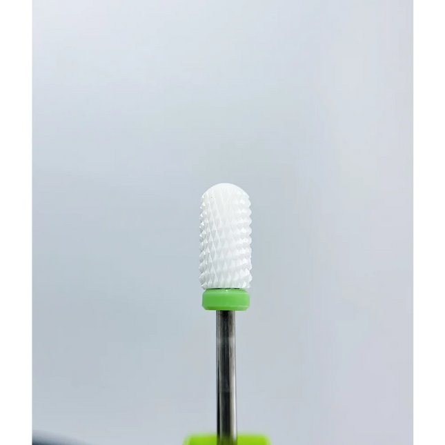 Ceramic nail drill bit ”Cylinder” Rounded 6.6*13 mm Green - Ceramic nail drill bits