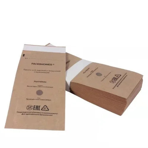 Craft bag for sterilization Faceshowes 75*150mm (brown) 100pcs - Craft bags for sterilization