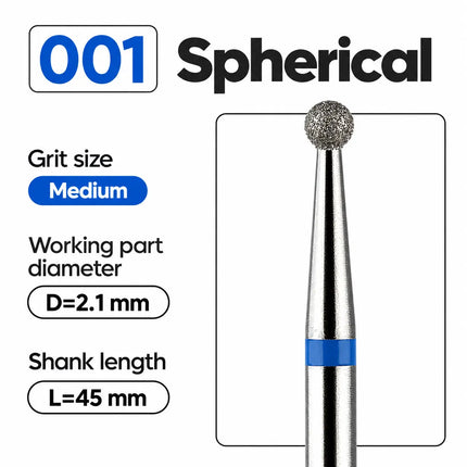 Diamond nail drill bit „Ball” Blue 2.1 mm