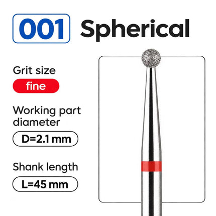 Diamant-Nagelbohrer „Ball“ Rot 2,1 mm
