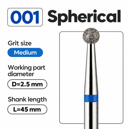 Diamant-Nagelbohrer „Ball“ Blau 2,5 mm