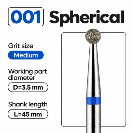 Diamantový vrták na nechty „Ball“ 3.5 mm Modrý
