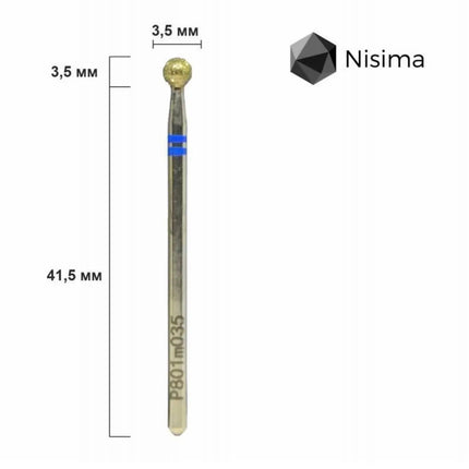 Diamantni sveder za žeblje „Ball“ 3.5 mm Blue P801m035