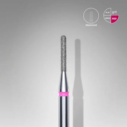 Diamond nail drill bit “Cylinder” Rounded 1.4*8.0 mm Red STALEKS - Diamond nail drill bits