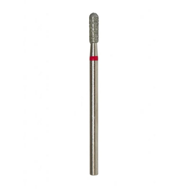 Diamond nail drill bit “Cylinder” Rounded 2.7*10 mm Red - Diamond nail drill bits