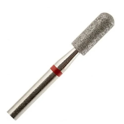 Diamond nail drill bit “Cylinder” Rounded 3.0*10 mm Red - Diamond nail drill bits