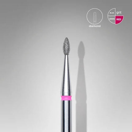 Diamond nail drill bit “Drop” 1.6*4.0 mm Red STALEKS - Diamond nail drill bits