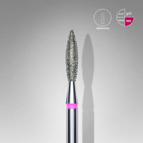 Diamond nail drill bit “Flame” 2.3*10 mm Red STALEKS - Diamond nail drill bits