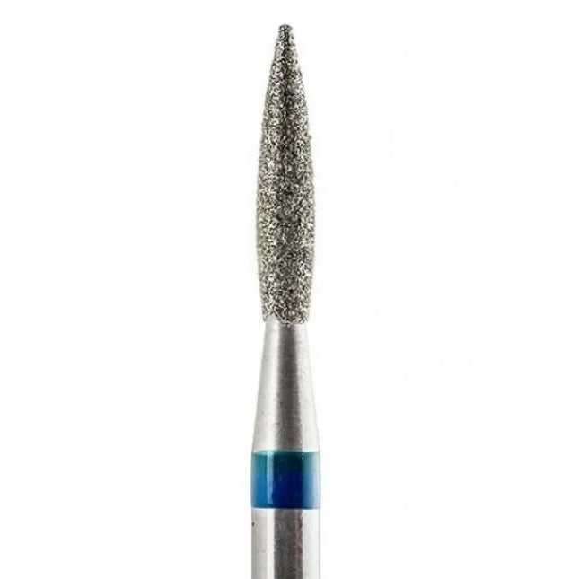 Diamond nail drill bit “Flame” Pointed 2.1*10 mm Blue - Diamond nail drill bits