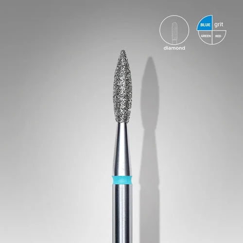 Diamond nail drill bit “Flame” Pointed 2.1*8.0 mm Blue Staleks - Diamond nail drill bits