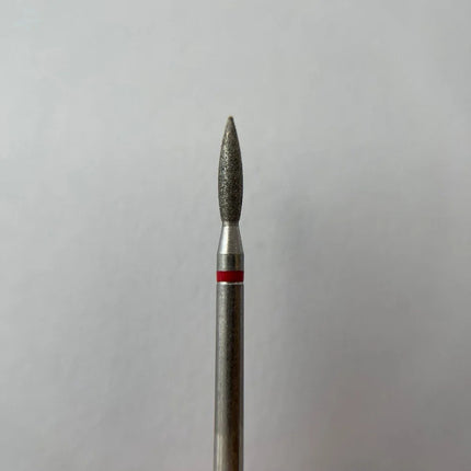 Diamond nail drill bit “Flame” Pointed 2.1*8.5 mm Red - Diamond nail drill bits