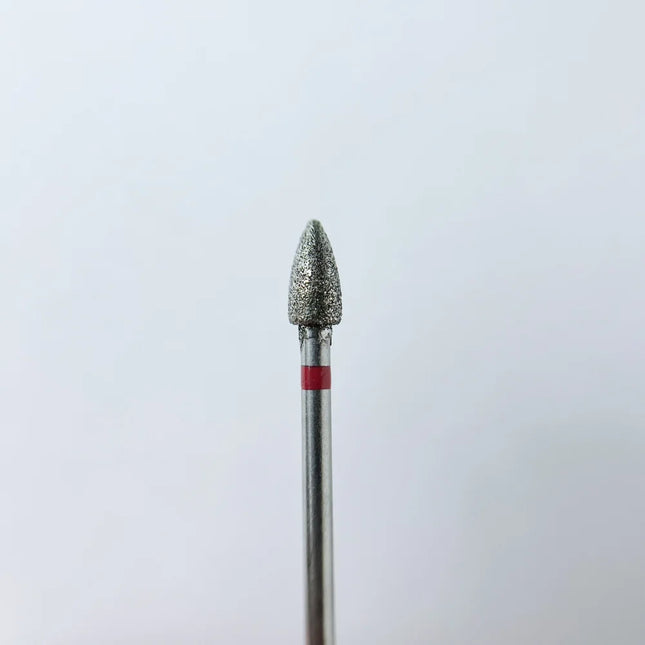 Diamond nail drill bit for pedicure “Cone” 4.0*8.0 mm Red - Diamond nail drill bits