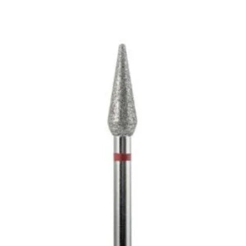 Diamond nail drill bit “Pear” Pointed 4.0*12 mm Red - Diamond nail drill bits