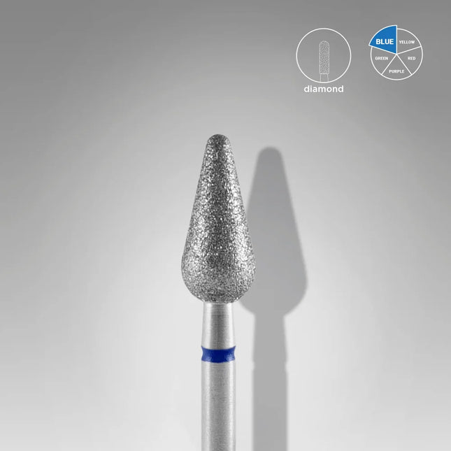 Diamond nail drill bit “Pear” Rounded 5.0*12 mm Blue STALEKS - Diamond nail drill bits