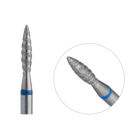 Diamond nail drill bit “Tornado” 2.1*10 mm Blue - Diamond nail drill bits