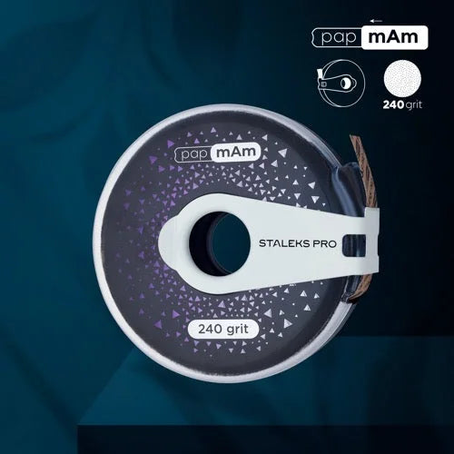 Disposable abrasive tape papmAm in a plastic case Staleks Pro Exclusive 240 grit ATCLUX-240 - Disposable abrasive tape