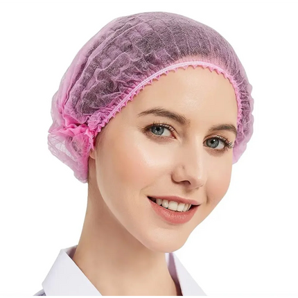 Disposable bouffant caps 100pcs/pack - Pink - Disposable caps