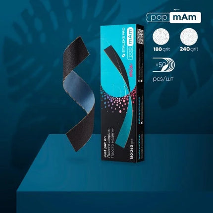 Disposable files double-sided for straight base papmAm Mix 180/240 grit (50 pc) Staleks Pro - Disposable nail file