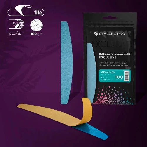 Disposable files for crescent base Exclusive 42 100 grit (50 pcs) Staleks Pro - Disposable nail file