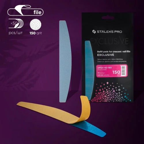 Disposable files for crescent base Exclusive 42 150 grit (50 pcs) Staleks Pro - Disposable nail file