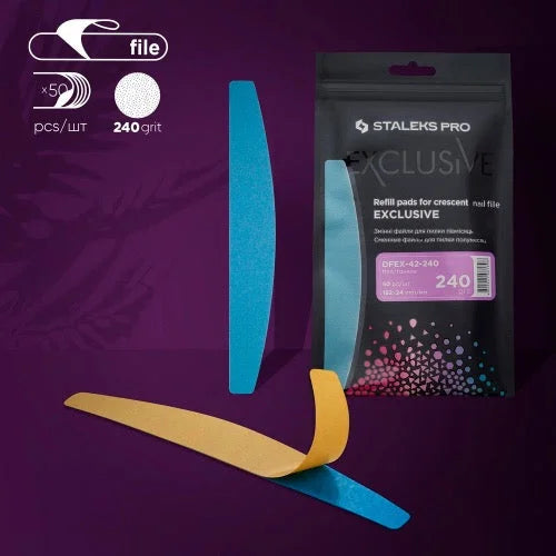 Disposable files for crescent base Exclusive 42 240 grit (50 pcs) Staleks Pro - Disposable nail file