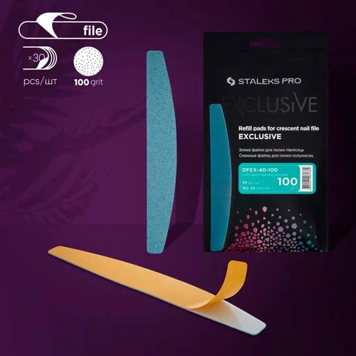Disposable files for crescent base (soft foam layer) Exclusive 40 100 grit (30 pcs) Staleks Pro - Disposable nail file