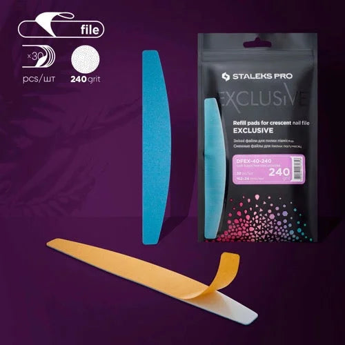 Disposable files for crescent base (soft foam layer) Exclusive 40 240 grit (30 pcs) Staleks Pro - Disposable nail file
