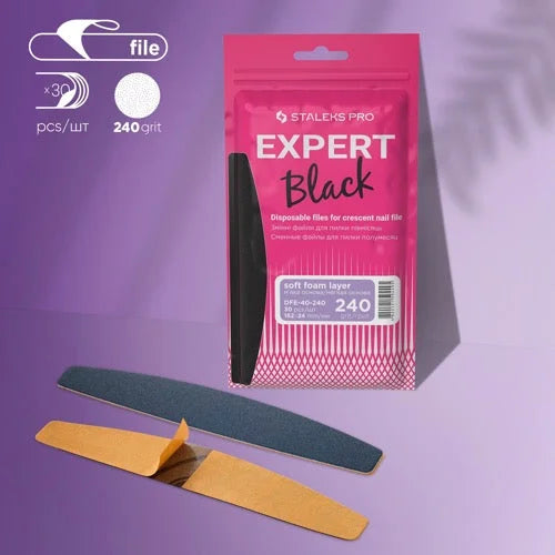 Disposable files for crescent base (soft foam layer) Expert 40 240 grit (30 pcs) Staleks Pro - Disposable nail file