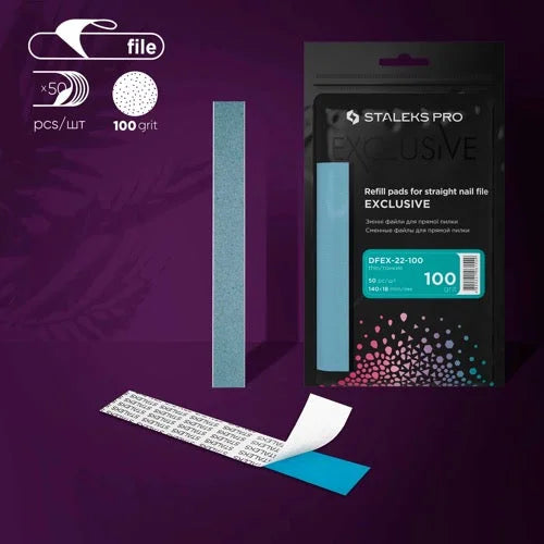 Disposable files for straight base Exclusive 22 100 grit (50 pcs) Staleks Pro - Disposable nail file