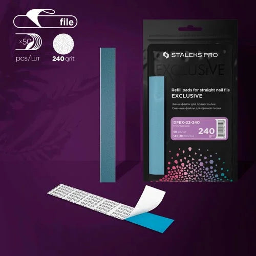 Disposable files for straight base Exclusive 22 240 grit (50 pcs) Staleks Pro - Disposable nail file