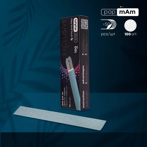 Disposable files for straight base papmAm Exclusive 22 100grit (50 pcs) Staleks Pro - Disposable nail file