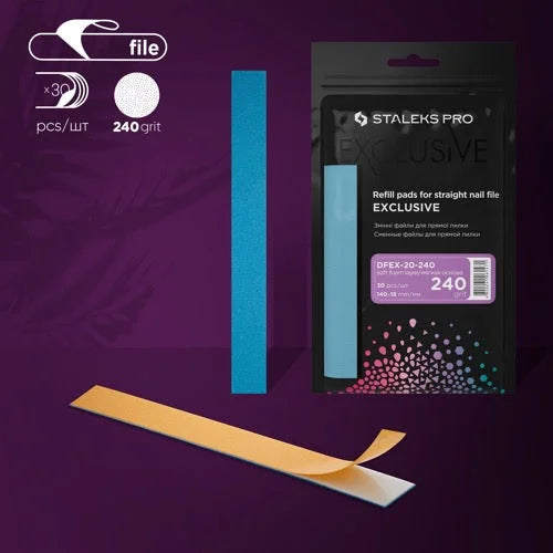 Disposable files for straight base (soft foam layer) Exclusive 20 240 grit (30 pcs) Staleks Pro - Disposable nail file