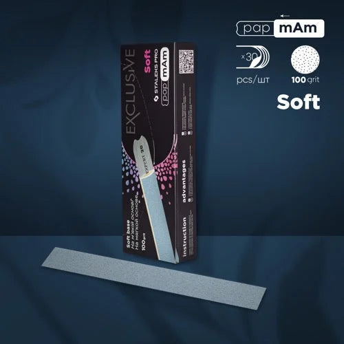 Disposable files for straight base (soft foam layer) papmAm Exclusive 20 100grit (30 pcs) Staleks Pro - Disposable nail