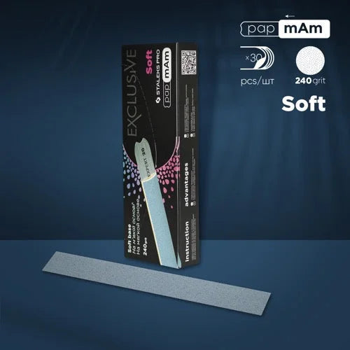 Disposable files for straight base (soft foam layer) papmAm Exclusive 20 240 grit (30 pcs) Staleks Pro - Disposable