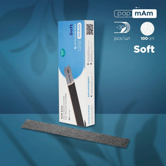 Disposable files for straight base (soft foam layer) papmAm Expert 20 100 grit (30 pcs) Staleks Pro - Disposable nail
