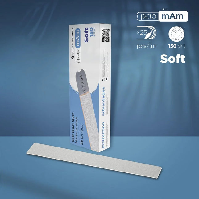 Disposable files for straight base (soft foam layer) papmAm Expert 20 150 grit (25 pcs) Staleks Pro - Disposable nail