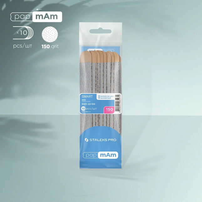 Disposable files on a wooden base papmAm Smart 22 150 grit (10 pcs) Staleks Pro - Disposable nail file