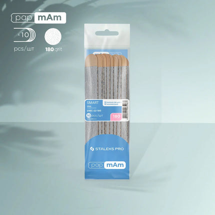 Disposable files on a wooden base papmAm Smart 22 180 grit (10 pcs) Staleks Pro - Disposable nail file