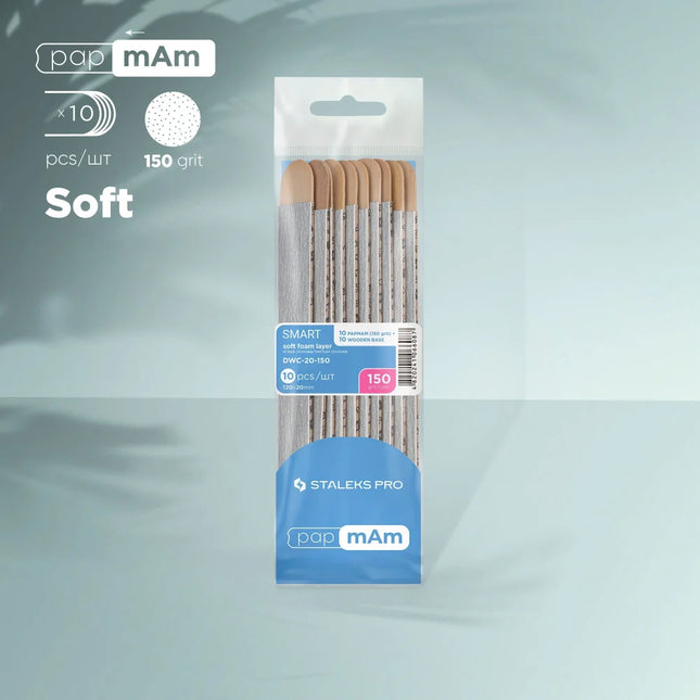 Disposable files papmAm (soft base) on a wooden base Staleks Pro Smart 20 150 grit (10 pcs) DWC-20-150